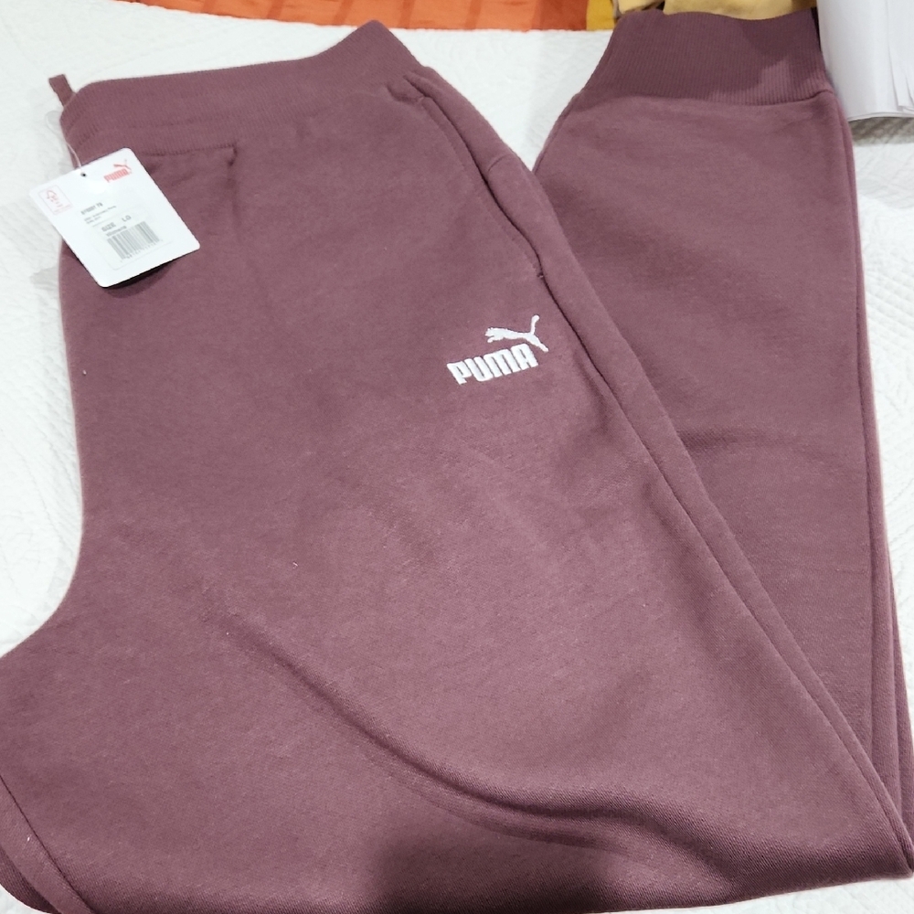 Puma Dusty Plum joggers with white logo-NWT